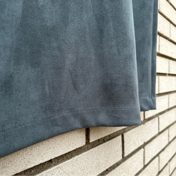 Level 99 Ivan Faux Suede V-Neck Sheath Dress Clearwater Gray Size L Minimalist - Picture 6 of 12